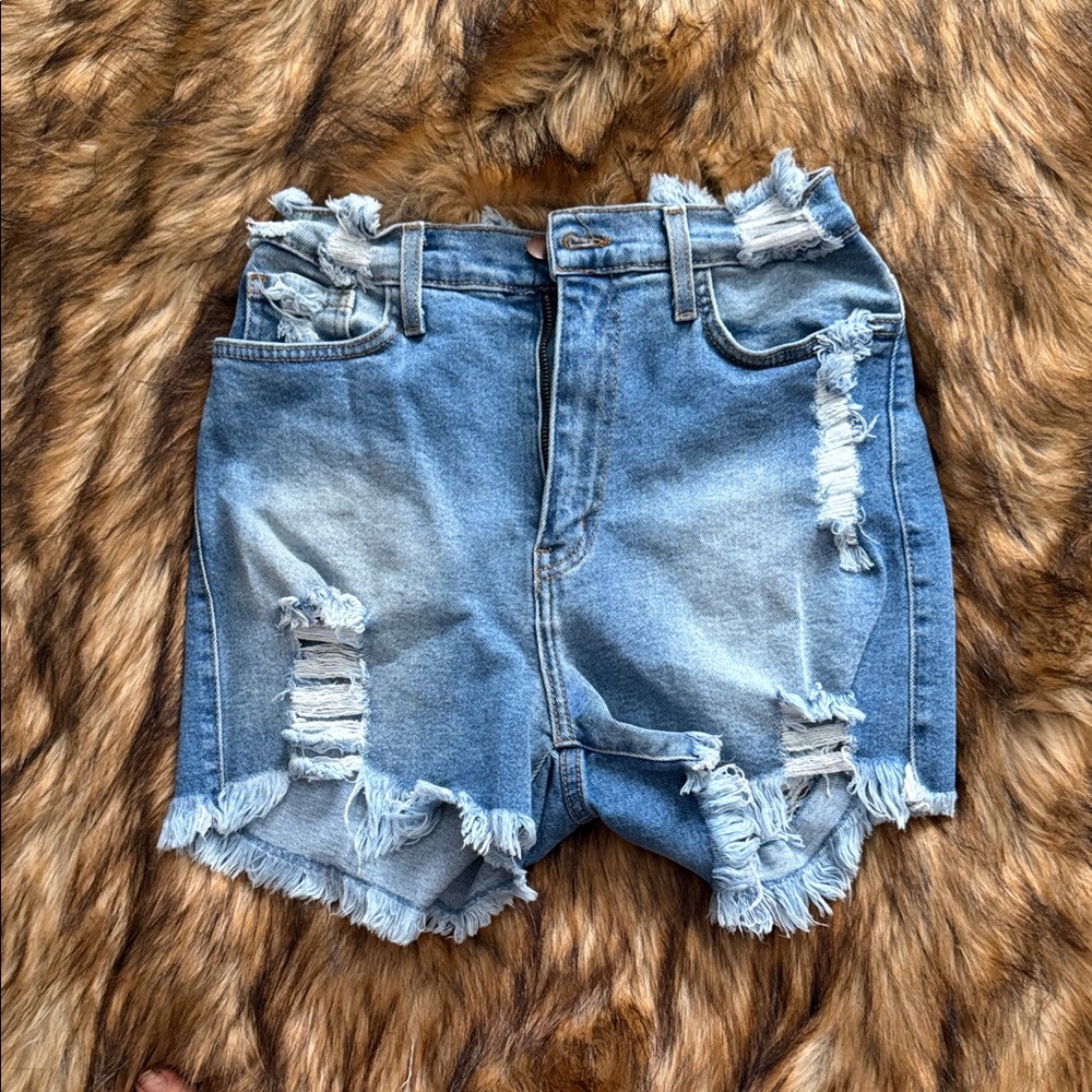 Stylish Distressed Blue Jean Shorts